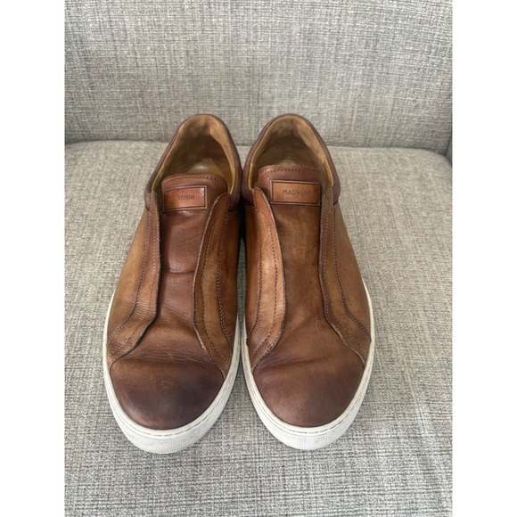 Magnanni Fiore Leather Slip On Sneakers Brown Size 13 - Picture 2 of 9